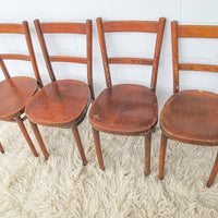 Bentwood Chairs with Ply board Seats Set of Four
