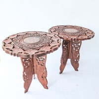 Teak Wood Plant Stand Table with Inlay Made in India