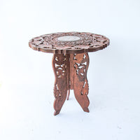 Teak Wood Plant Stand Table with Inlay Made in India