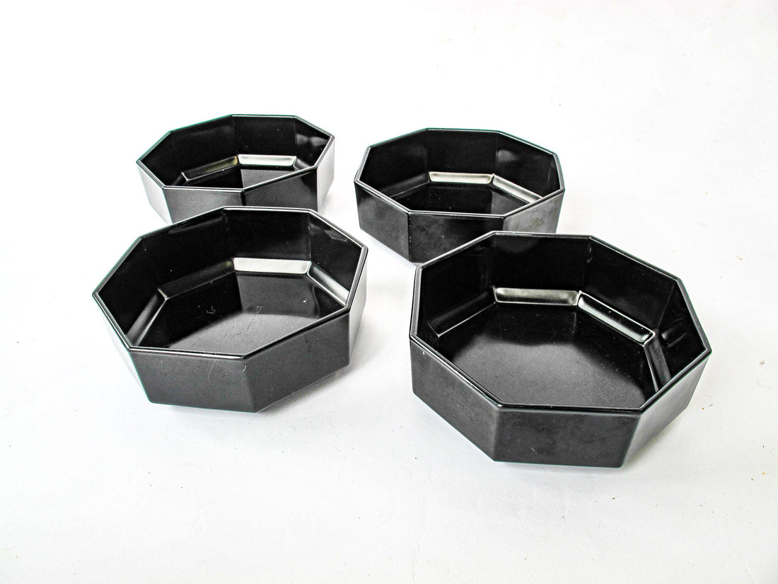 French Amethyst Glass Hexagon Serving Bowls Set of Four