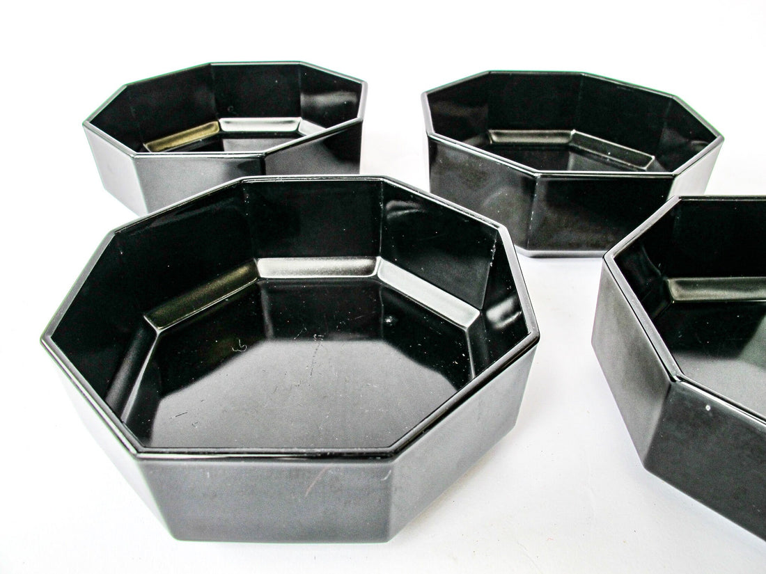 French Amethyst Glass Hexagon Serving Bowls Set of Four