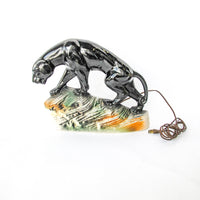 1950s Ceramic Panther Sculpture TV Light Made in the USA by Lane & Co in California