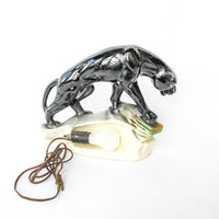 1950s Ceramic Panther Sculpture TV Light Made in the USA by Lane & Co in California