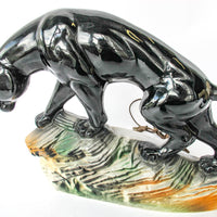 1950s Ceramic Panther Sculpture TV Light Made in the USA by Lane & Co in California
