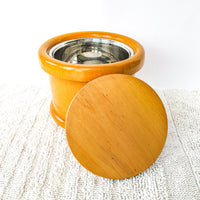Midcentury Manzom Pietro Wood Ice Bucket with Metal Insert