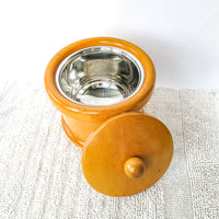 Midcentury Manzom Pietro Wood Ice Bucket with Metal Insert