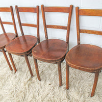 Bentwood Chairs with Ply board Seats Set of Four