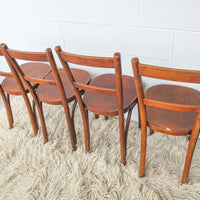 Bentwood Chairs with Ply board Seats Set of Four