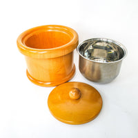 Midcentury Manzom Pietro Wood Ice Bucket with Metal Insert