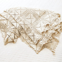Vintage Knitted Crochet Ivory Throw Blanket - Full or Queen