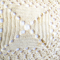 Vintage Knitted Crochet Ivory Throw Blanket - Full or Queen