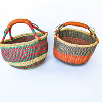 African Market Baskets with Leather Handle Detailing (3 Available and Sold Separately)