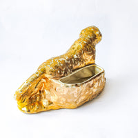 14 Karat Gold Plated Cheetah Planter Statue Sculpture
