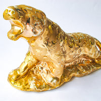 14 Karat Gold Plated Cheetah Planter Statue Sculpture