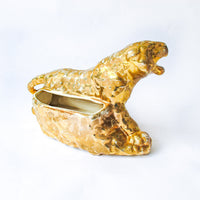 14 Karat Gold Plated Cheetah Planter Statue Sculpture