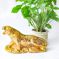 14 Karat Gold Plated Cheetah Planter Statue Sculpture