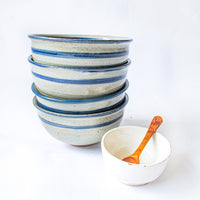 Hand Spun Ceramic Pottery Bowls Set of Four