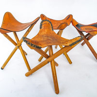 Leather Tri-Fold Folding Camping Stools (Sold Separately)