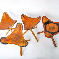 Leather Tri-Fold Folding Camping Stools (Sold Separately)