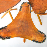 Leather Tri-Fold Folding Camping Stools (Sold Separately)