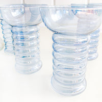 Modern Blue Glass Pitcher and Cup Set of Four