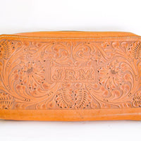 The Gorge Laurence Tooled Leather Clutch with Sheep Skin Liner Made in Portland Oregon