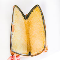 The Gorge Laurence Tooled Leather Clutch with Sheep Skin Liner Made in Portland Oregon