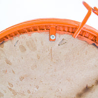 Upholstered Midcentury Metal Vanity Stool Seat in Orange