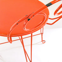 Upholstered Midcentury Metal Vanity Stool Seat in Orange