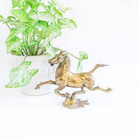 Asian Inspired Brass Horse Sculpture Statue Figure