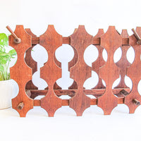 Midcentury Atomic Wood Wine Bottle Rack Organizer