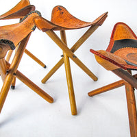 Leather Tri-Fold Folding Camping Stools (Sold Separately)