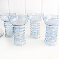 Modern Blue Glass Pitcher and Cup Set of Four
