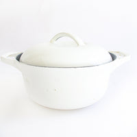 Colony White Enamelware Cast Iron Pot with Lid