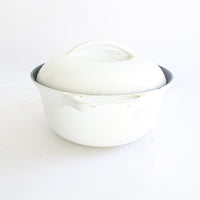 Colony White Enamelware Cast Iron Pot with Lid