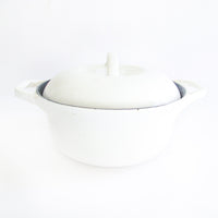 Colony White Enamelware Cast Iron Pot with Lid