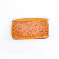 The Gorge Laurence Tooled Leather Clutch with Sheep Skin Liner Made in Portland Oregon