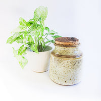 Speckled Ceramic Pottery Canister with Cork Lid