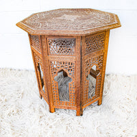 Teak Hexagon Side Table with Fold Down Base (1 Left)