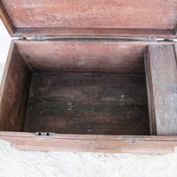 Antique Hand Carved Wood Dowry Trunk