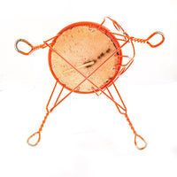 Upholstered Midcentury Metal Vanity Stool Seat in Orange