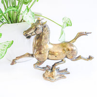 Asian Inspired Brass Horse Sculpture Statue Figure