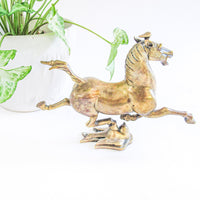 Asian Inspired Brass Horse Sculpture Statue Figure