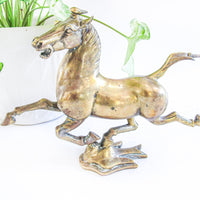 Asian Inspired Brass Horse Sculpture Statue Figure