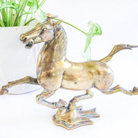 Asian Inspired Brass Horse Sculpture Statue Figure