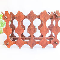 Midcentury Atomic Wood Wine Bottle Rack Organizer