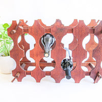 Midcentury Atomic Wood Wine Bottle Rack Organizer