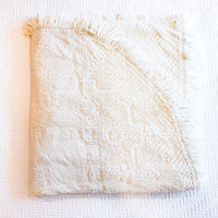 Pilgrim Pride Queen Size Nubby White Cotton Blanket Bedspread Throw with Fringe and Rounded Corners