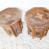 Teak Hexagon Side Table with Fold Down Base (1 Left)
