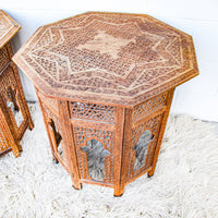 Teak Hexagon Side Table with Fold Down Base (1 Left)